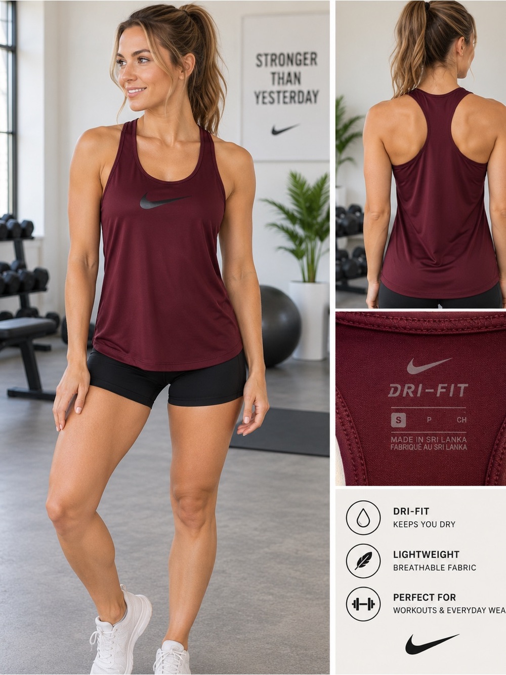 Nike Women’s Dri-FIT Maroon Racerback Tank